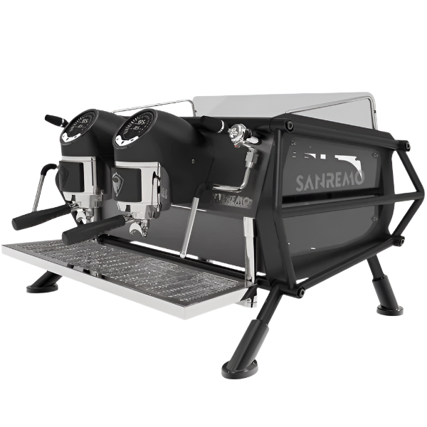 Sanremo Cafe Racer 2 Group Espresso Coffee Machine Product Side Angle View