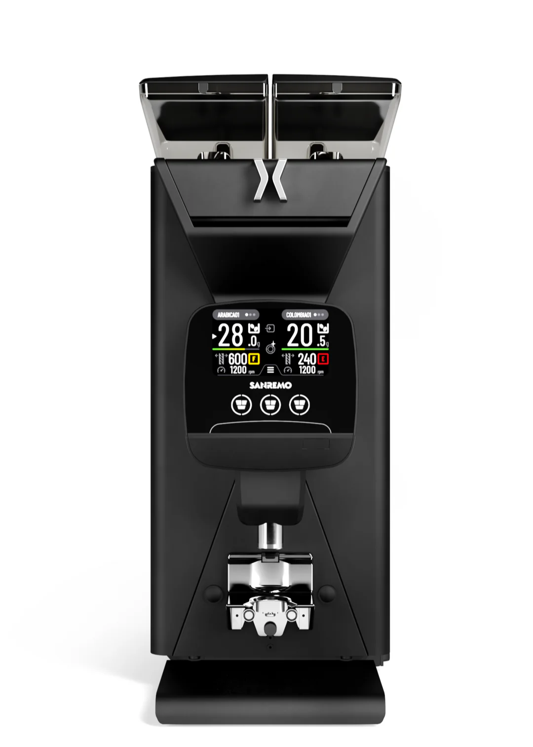 Sanremo X-One Coffee Grinder Product Colour Variant Black Front Facing View
